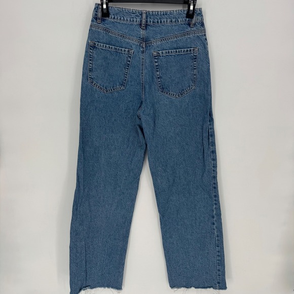 GARAGE DENIM Wide Leg Jeans High Rise Skater Blue Raw Hem Size 5 Long - Picture 5 of 6